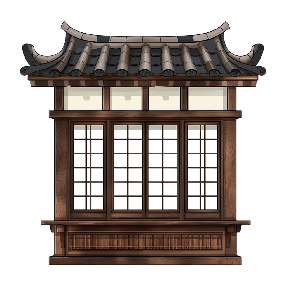 Japanese style window isolated on transparent background png