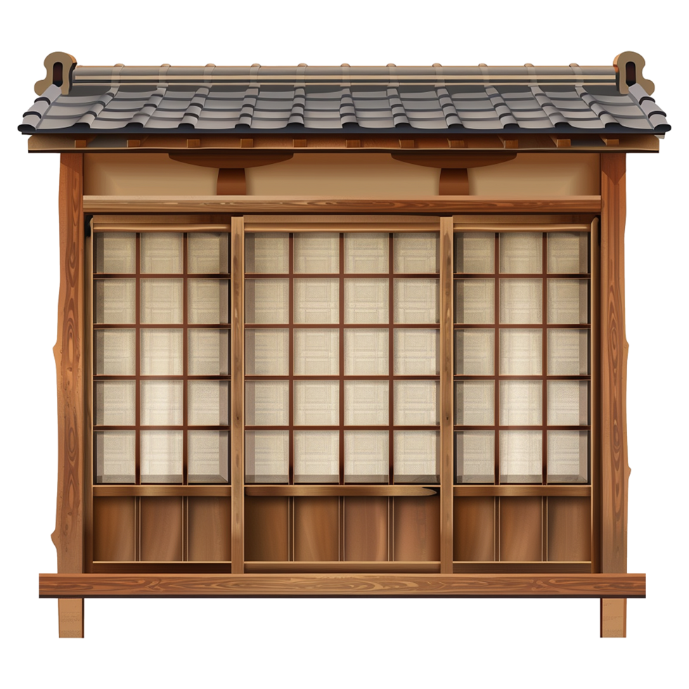 Japanese style window isolated on transparent background png