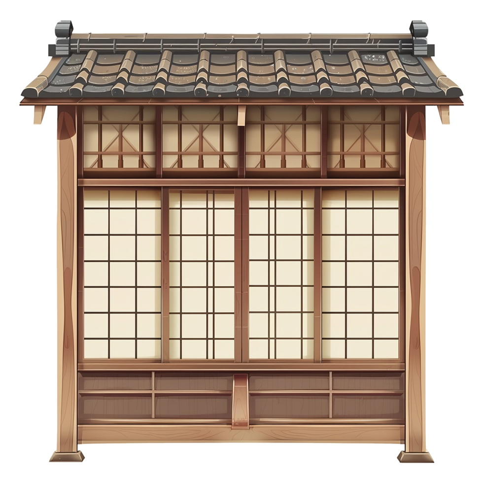 Japanese style window isolated on transparent background png