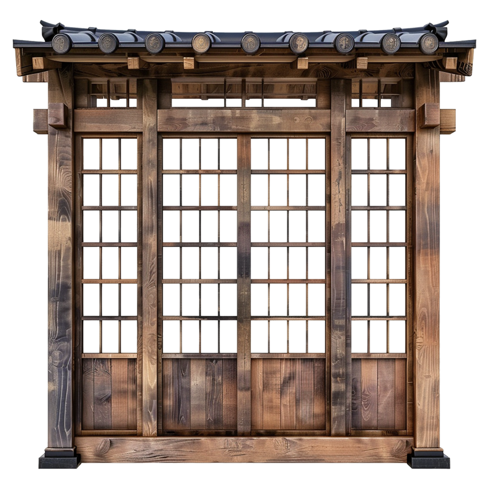 Japanese style window isolated on transparent background png