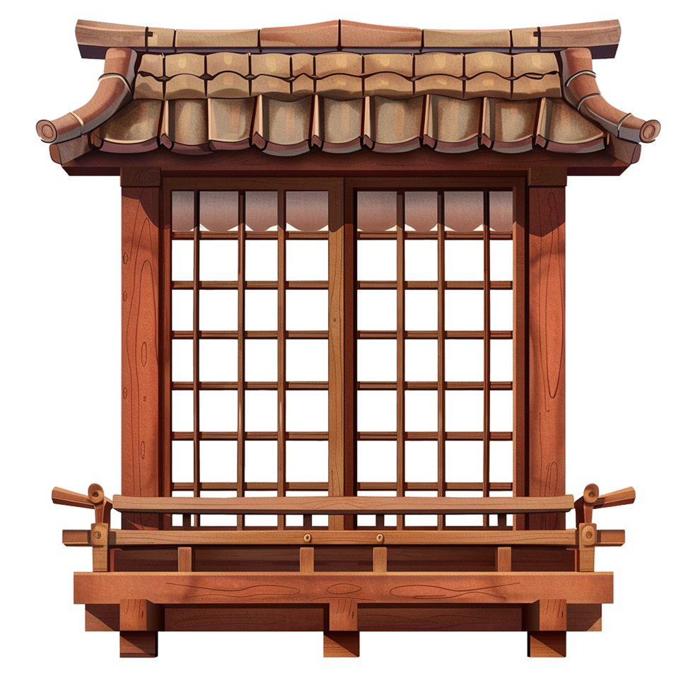 Japanese style window isolated on transparent background png