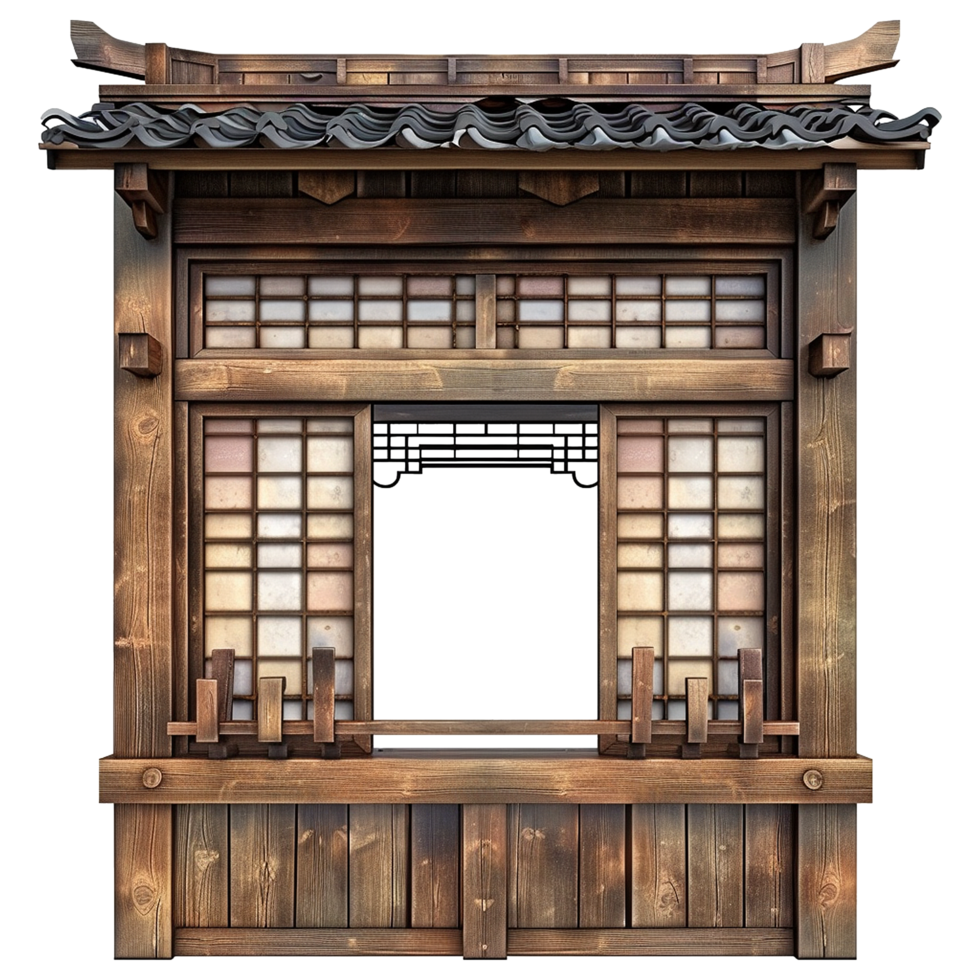 Japanese style window isolated on transparent background png