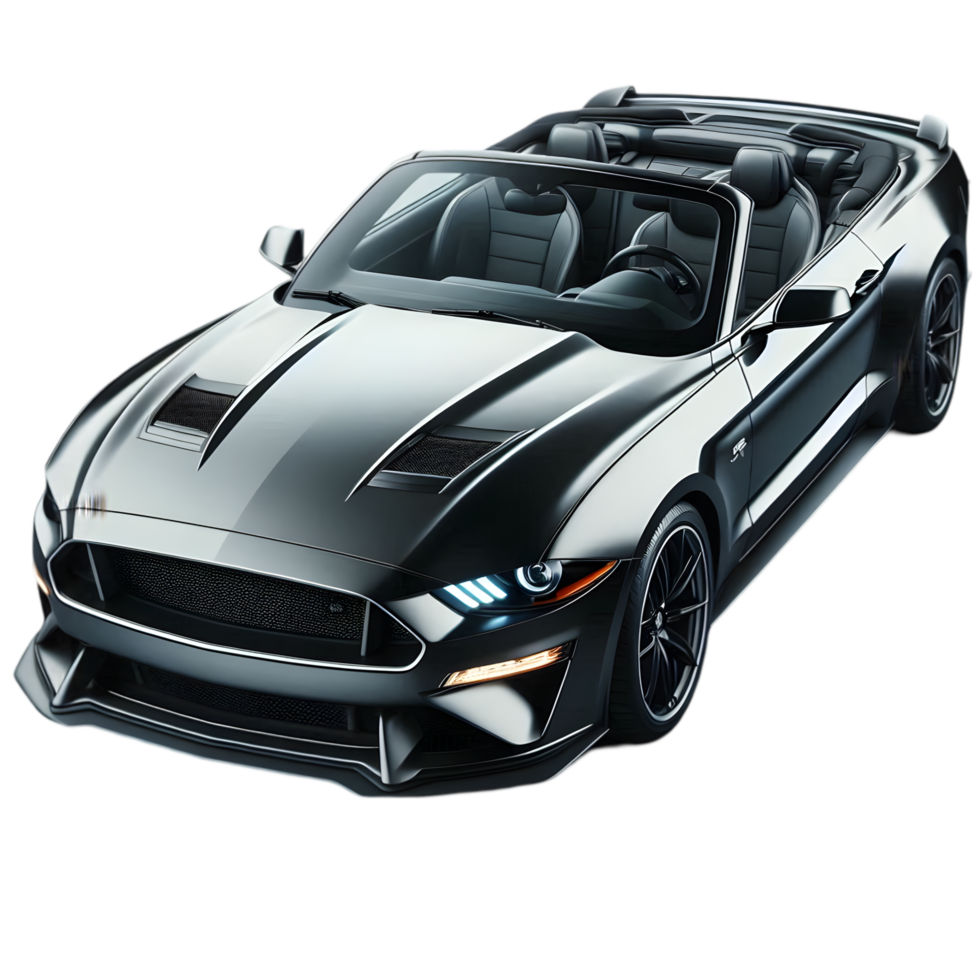 Black Mustang Convertible car on transparent background 47833858 PNG