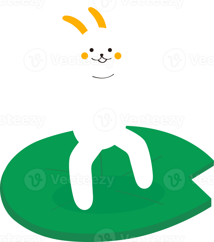 A rabbit is dancing on the leaf png
