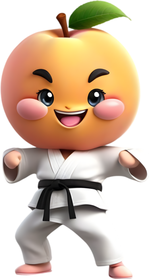 Adorable cartoon peach with a joyful, rosy-cheeked smile. AI-generated. png