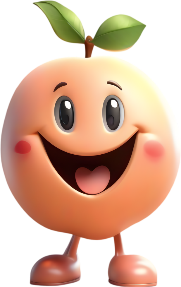 Adorable cartoon peach with a joyful, rosy-cheeked smile. AI-generated. png