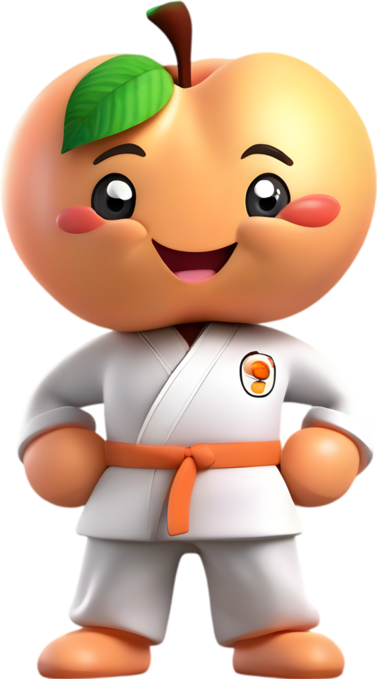 Adorable cartoon peach with a joyful, rosy-cheeked smile. AI-generated. png