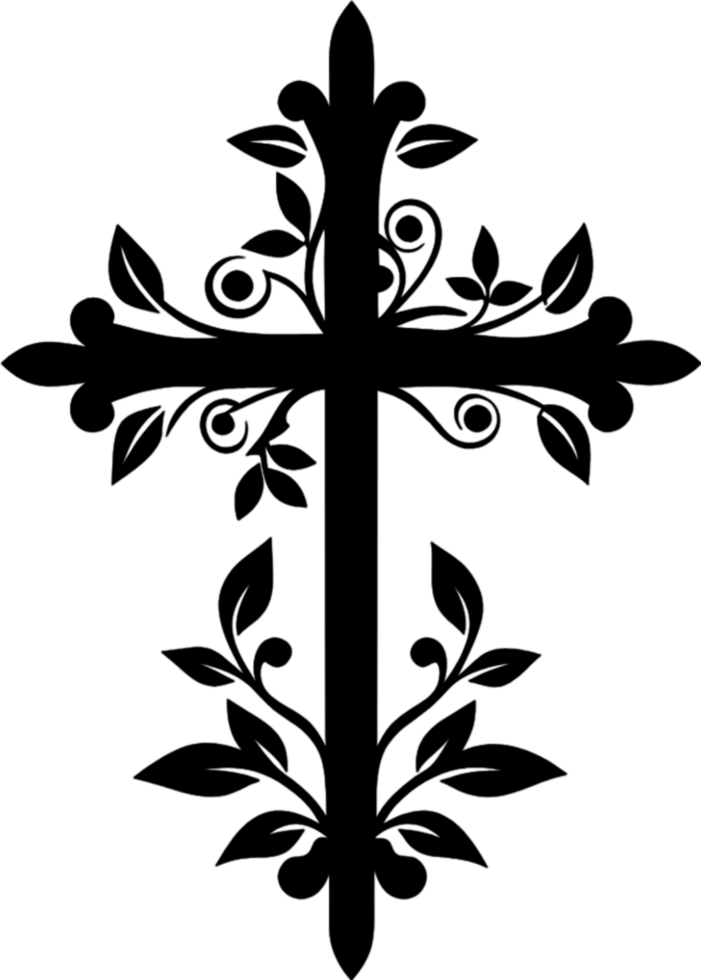 Detailed Spiritual Symbol, Intricate Christian Cross Clipart Design. AI-generated. png
