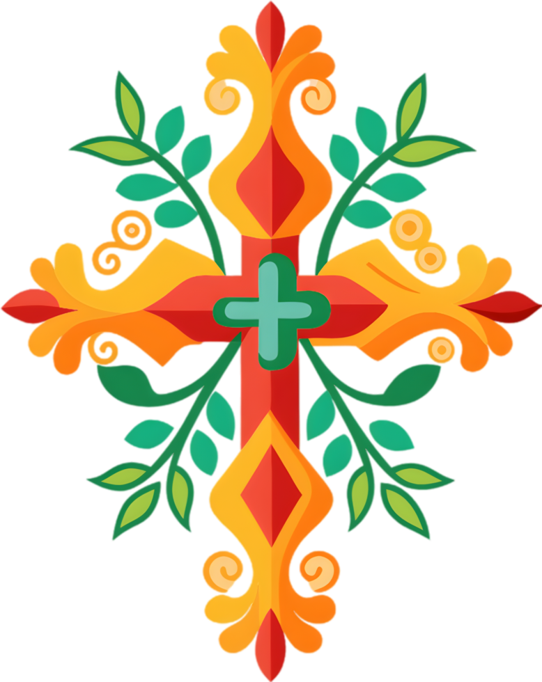 Colorful Christian Cross Clipart, Inspiring Faith Through Vivid Imagery. AI-generated. png