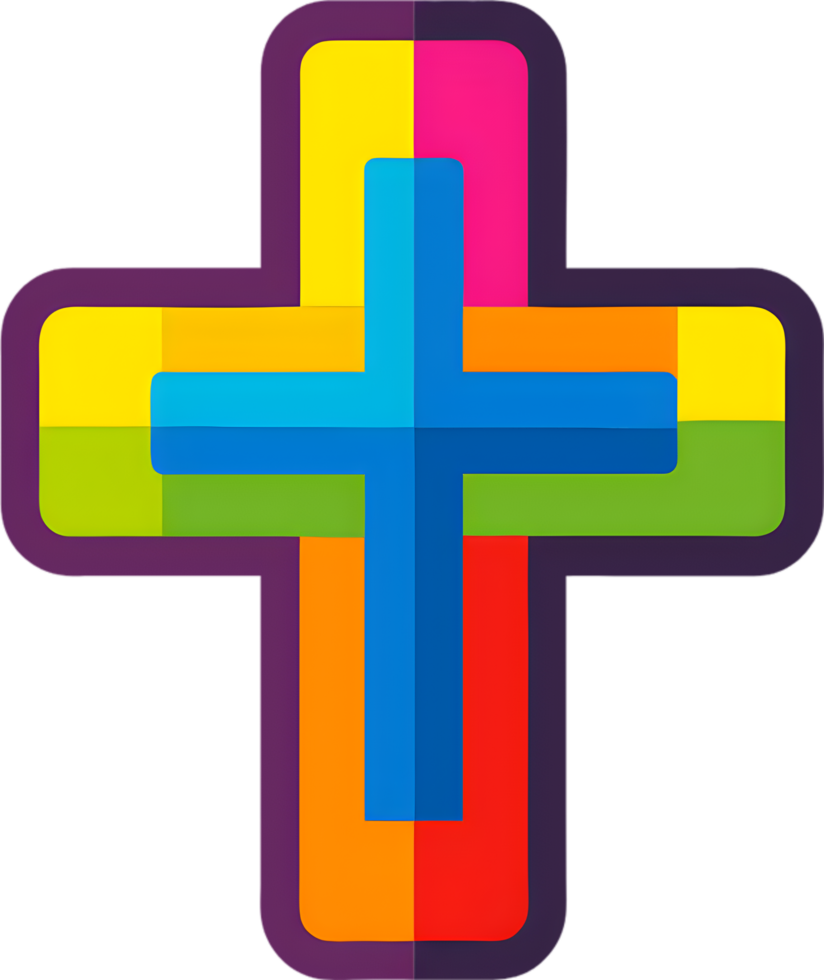 Colorful Christian Cross Clipart, Inspiring Faith Through Vivid Imagery. AI-generated. png
