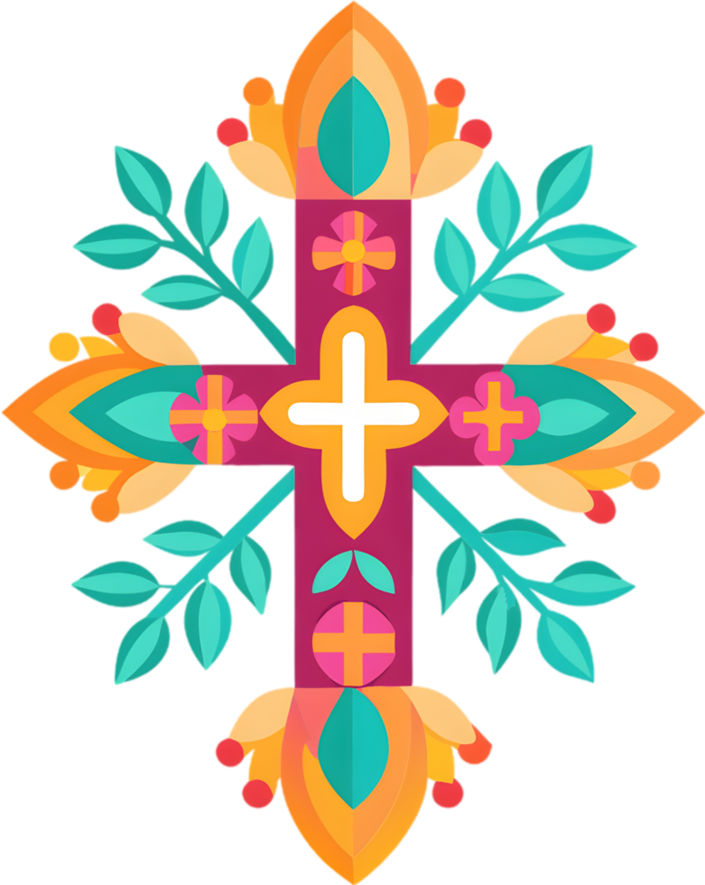 Colorful Christian Cross Clipart, Inspiring Faith Through Vivid Imagery. AI-generated. png
