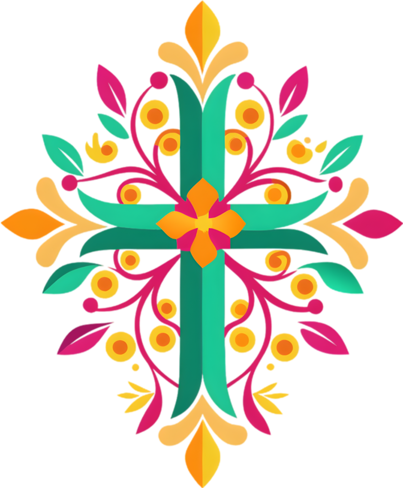 Colorful Christian Cross Clipart, Inspiring Faith Through Vivid Imagery. AI-generated. png