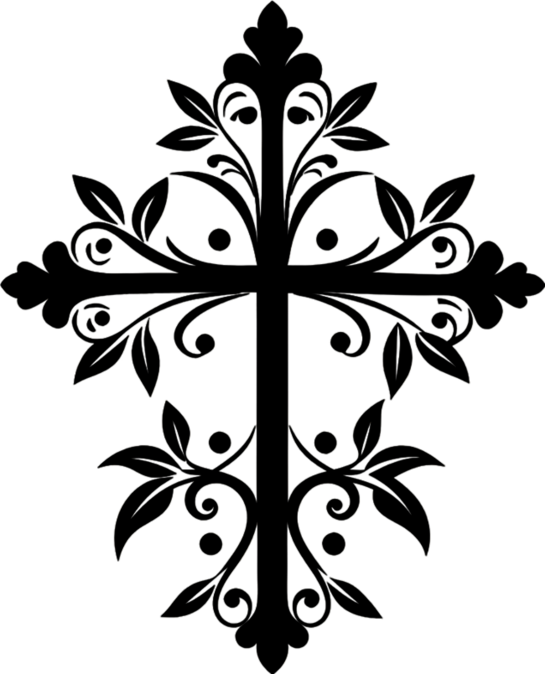 Detailed Spiritual Symbol, Intricate Christian Cross Clipart Design. AI-generated. png