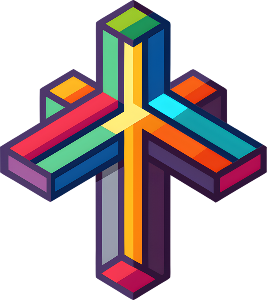 Colorful Christian Cross Clipart, Inspiring Faith Through Vivid Imagery. AI-generated. png