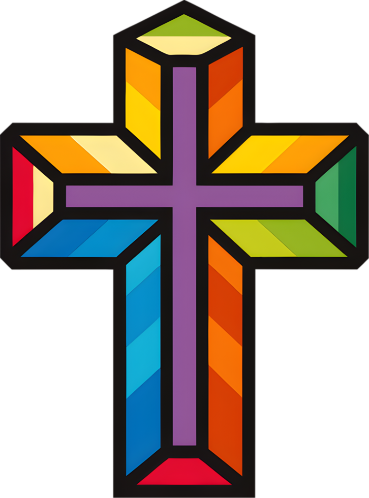 Colorful Christian Cross Clipart, Inspiring Faith Through Vivid Imagery. AI-generated. png