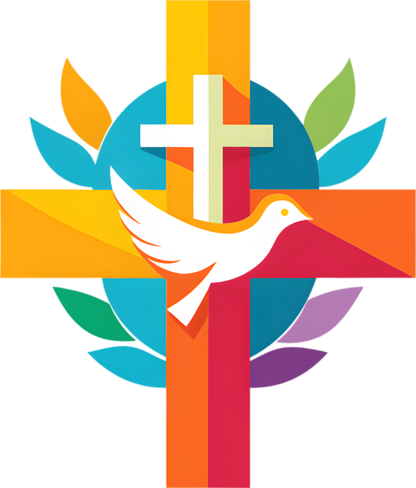 Colorful Christian Cross Clipart, Inspiring Faith Through Vivid Imagery. AI-generated. png