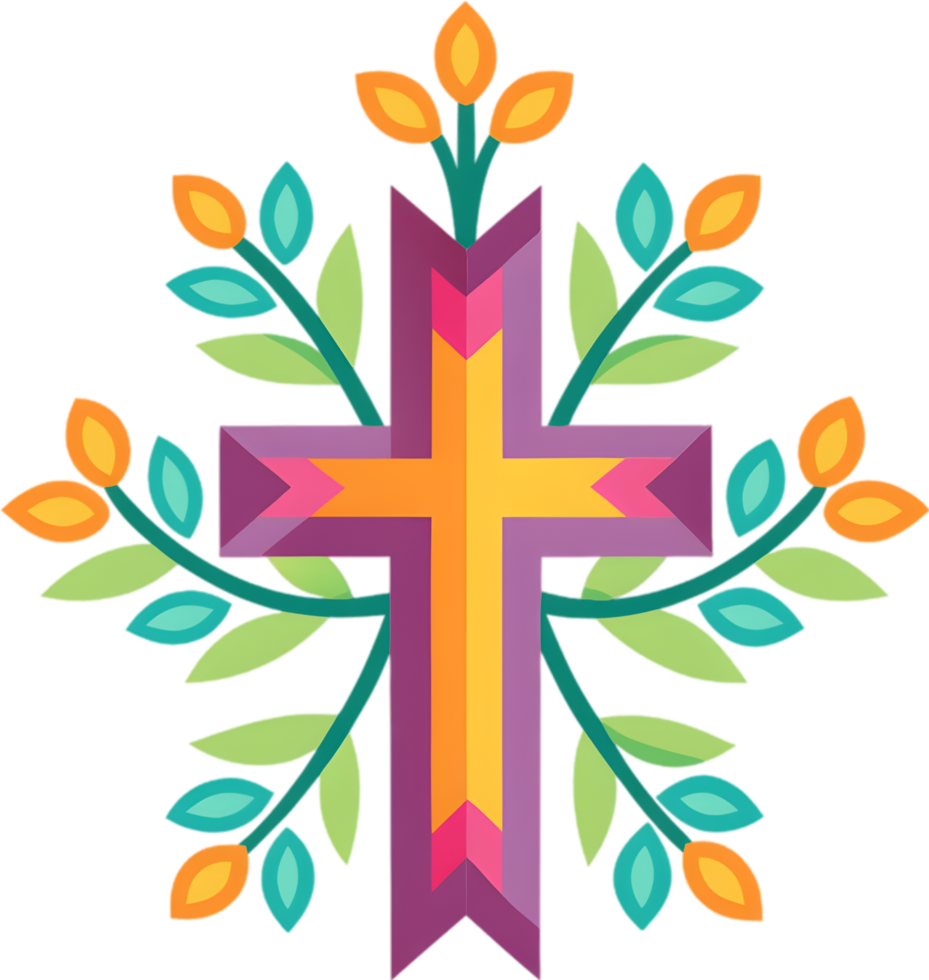 Colorful Christian Cross Clipart, Inspiring Faith Through Vivid Imagery. AI-generated. png