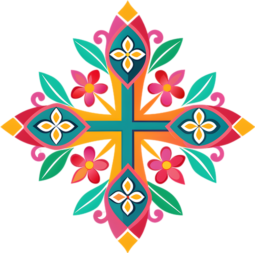Colorful Christian Cross Clipart, Inspiring Faith Through Vivid Imagery. AI-generated. png