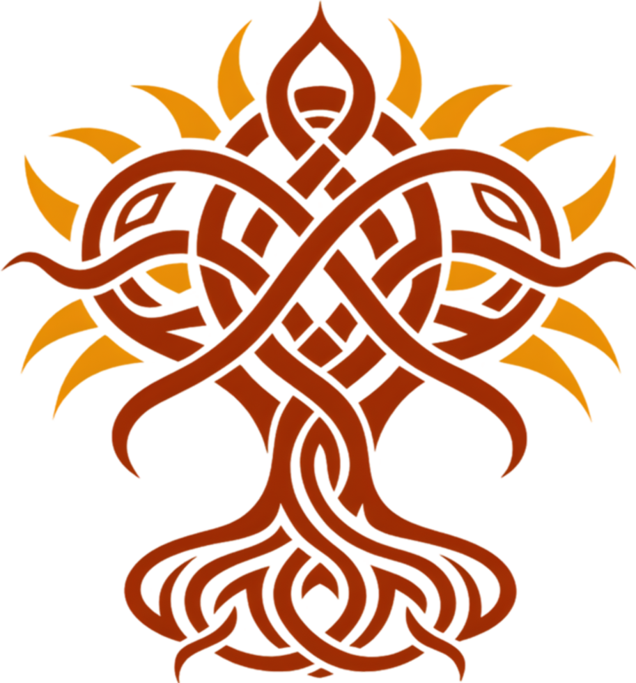 Colorful Yggdrasil Clipart, Ancient Norse World Tree in Vivid Hues. AI-generated. png