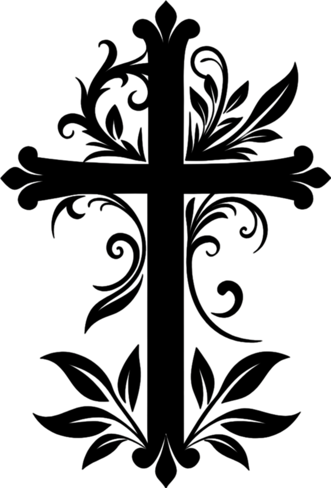 Detailed Spiritual Symbol, Intricate Christian Cross Clipart Design. AI-generated. png