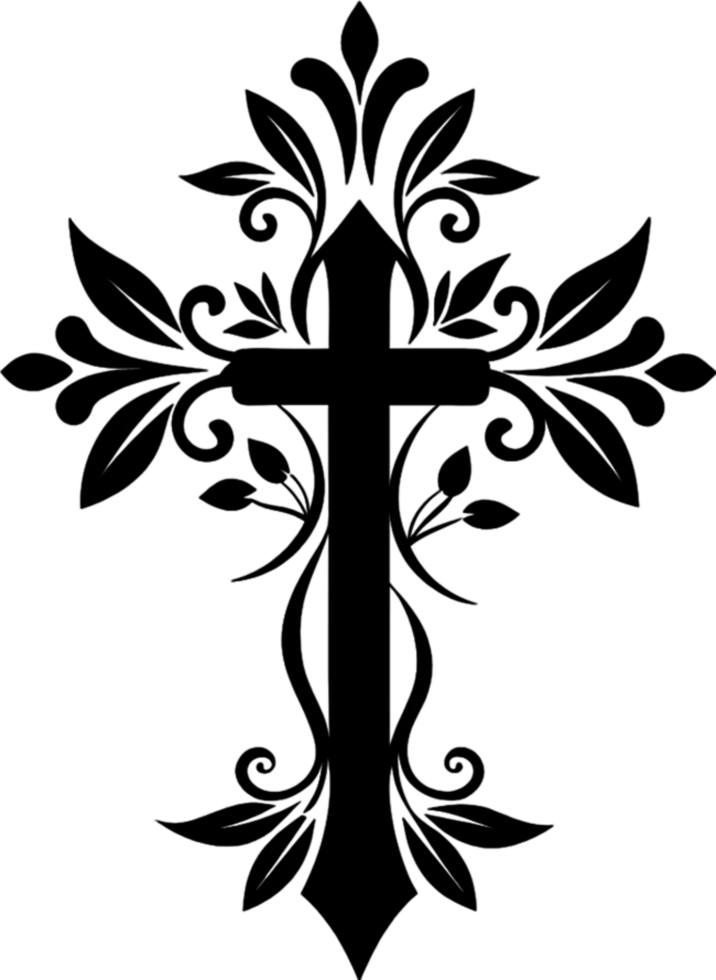 Detailed Spiritual Symbol, Intricate Christian Cross Clipart Design. AI-generated. png