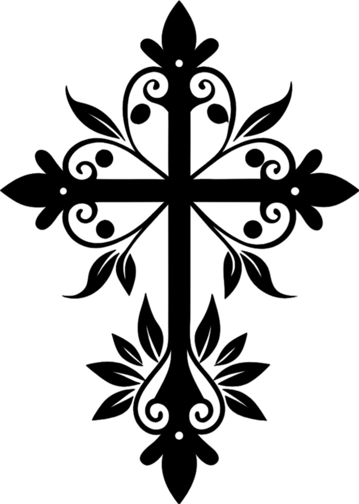 Detailed Spiritual Symbol, Intricate Christian Cross Clipart Design. AI-generated. png