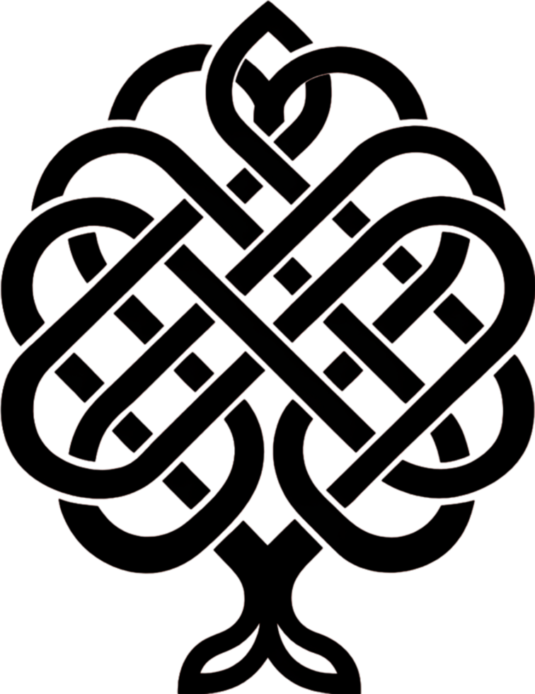Black Yggdrasil Tattoo Stencil, Norse Mythology Clipart. AI-generated. png