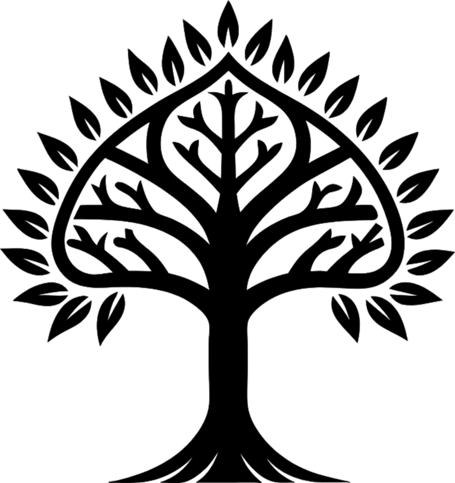 Mythical Black Yggdrasil Tree Stencil, Ancient Norse Symbol of Cosmic Connection. AI-generated. png