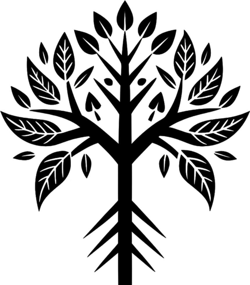 Mythical Black Yggdrasil Tree Stencil, Ancient Norse Symbol of Cosmic Connection. AI-generated. png