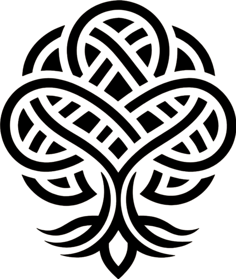 Black Yggdrasil Tattoo Stencil, Norse Mythology Clipart. AI-generated. png