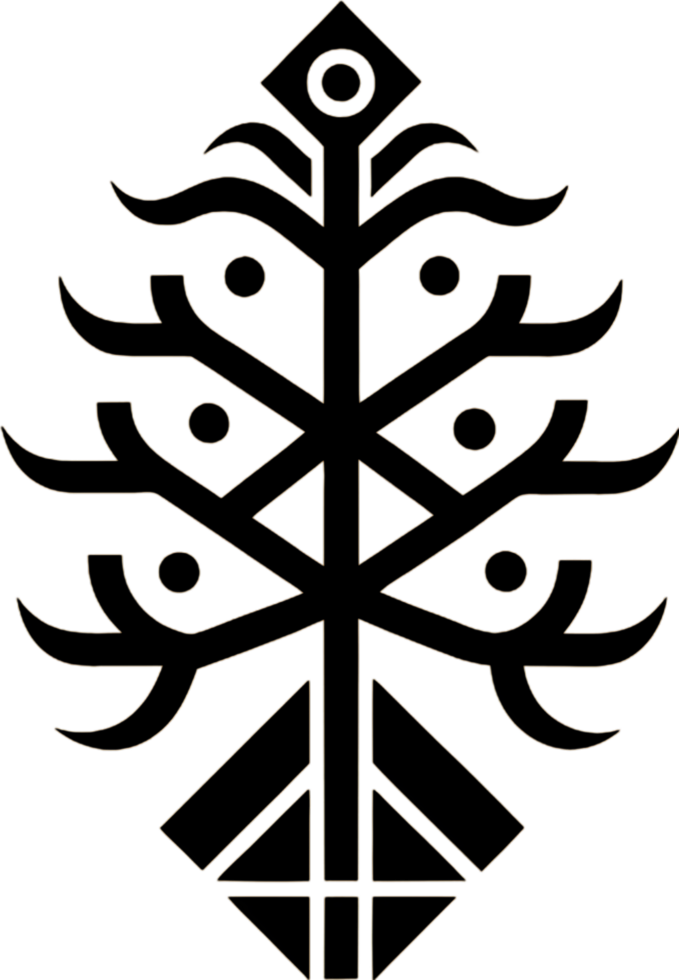Mythical Black Yggdrasil Tree Stencil, Ancient Norse Symbol of Cosmic Connection. AI-generated. png