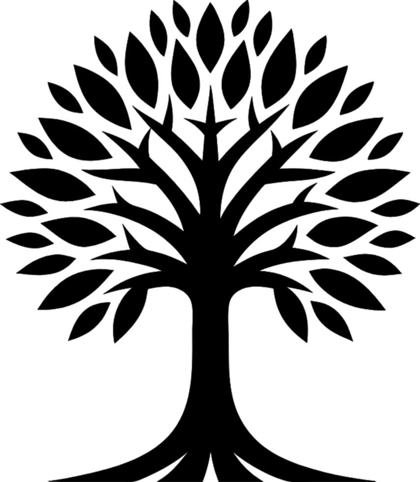 Mythical Black Yggdrasil Tree Stencil, Ancient Norse Symbol of Cosmic Connection. AI-generated. png