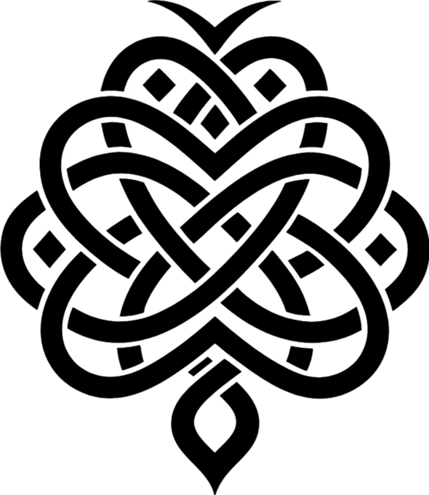 Black Yggdrasil Tattoo Stencil, Norse Mythology Clipart. AI-generated. png