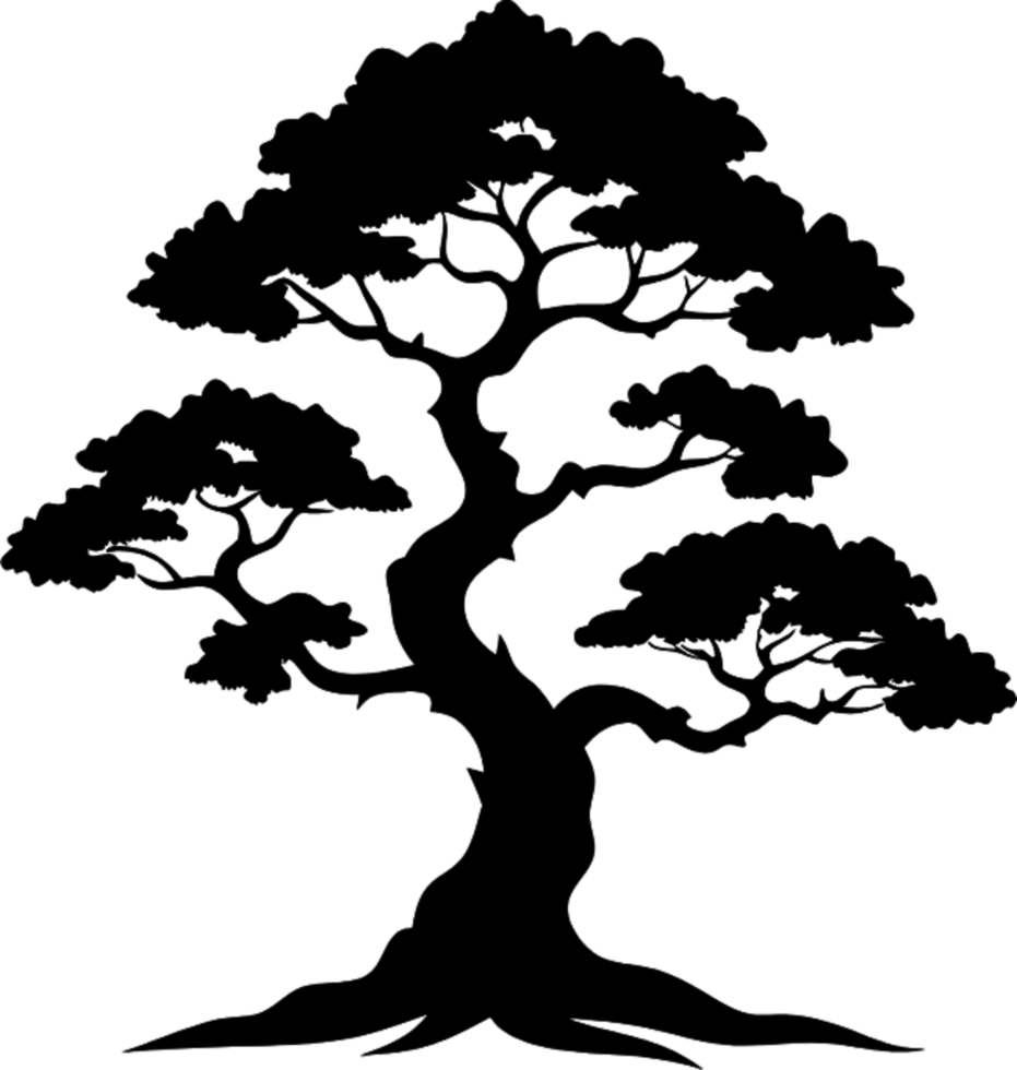 Mythical Black Yggdrasil Tree Stencil, Ancient Norse Symbol of Cosmic Connection. AI-generated. png