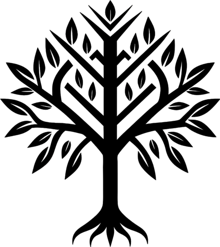 Mythical Black Yggdrasil Tree Stencil, Ancient Norse Symbol of Cosmic Connection. AI-generated. png