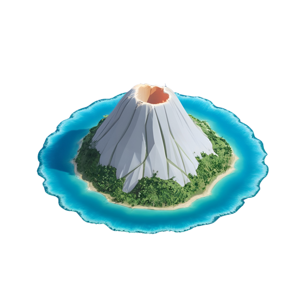 Isometric 3D Volcano on Island Icon png