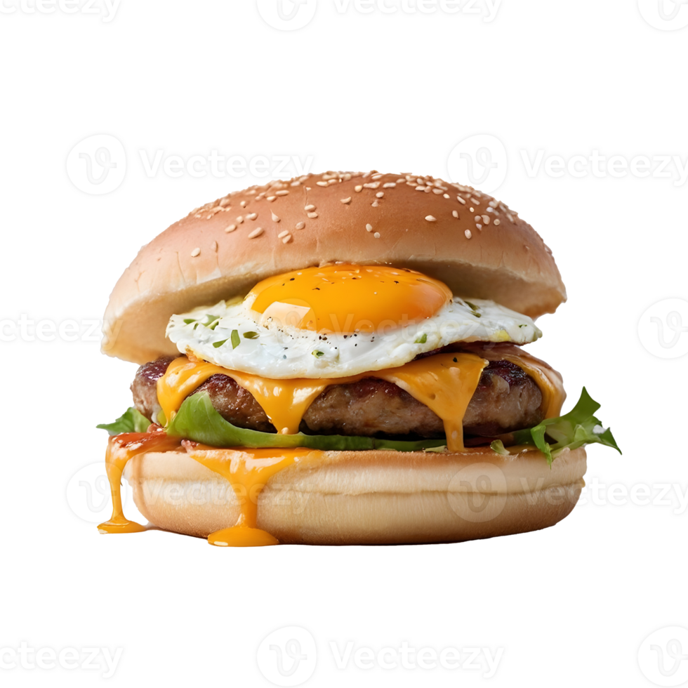 Egg Burger Melting cheese Transparent background png