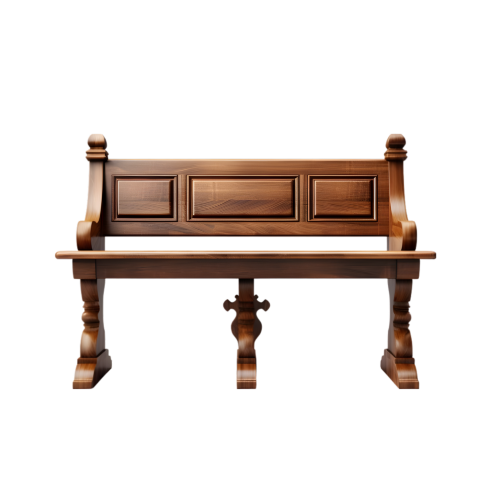 Wooden bench on transparent background png