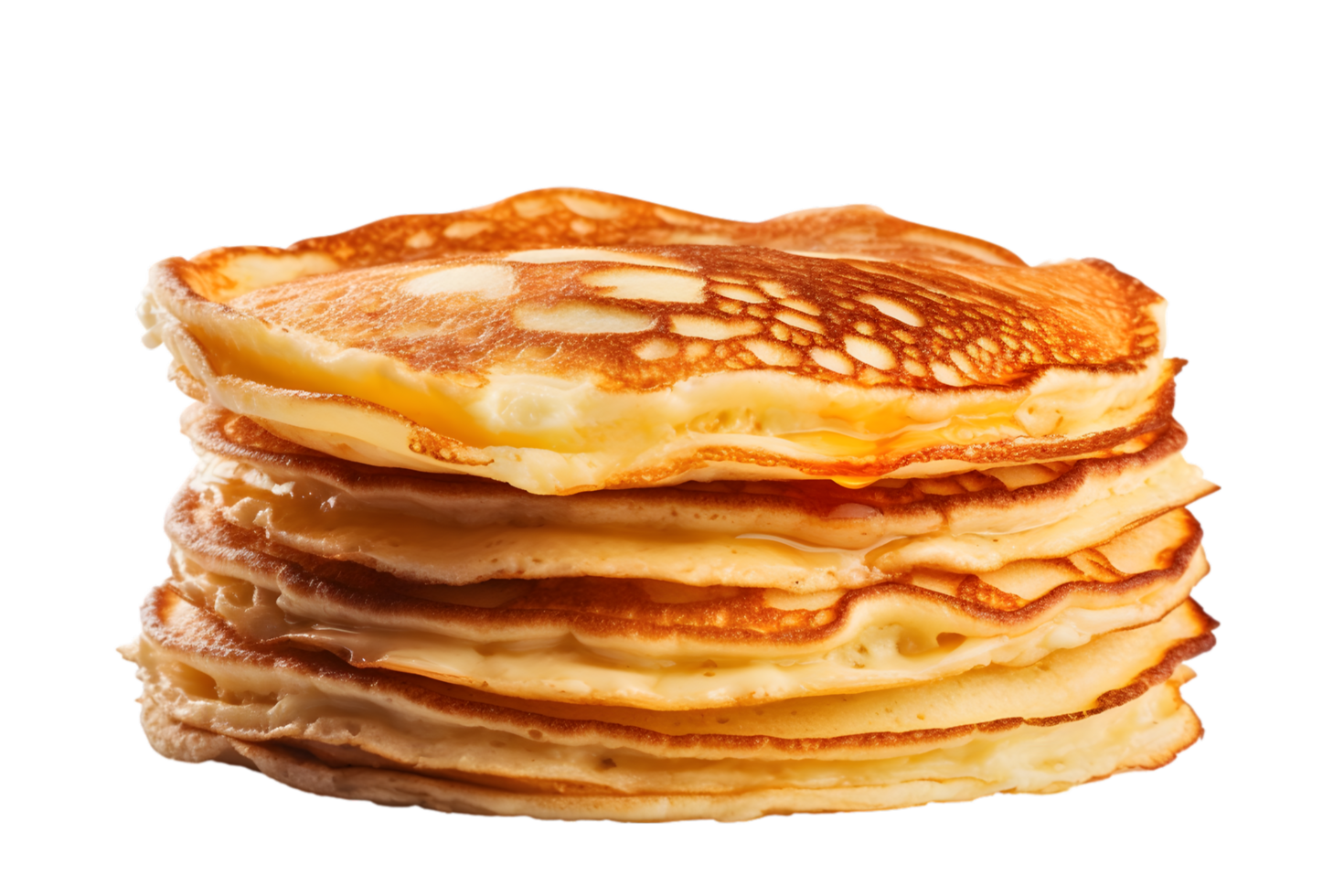 Stack of pancakes with honey on transparent background png