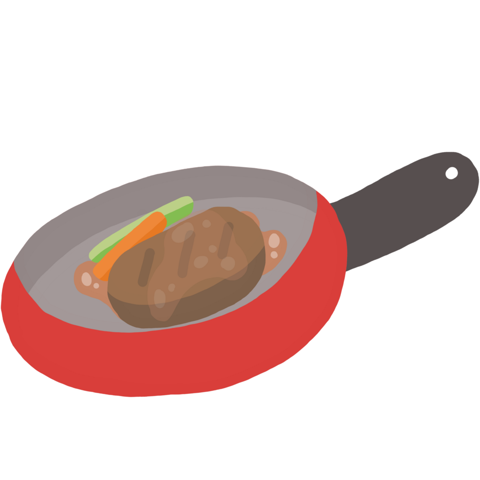frying pan with steak png