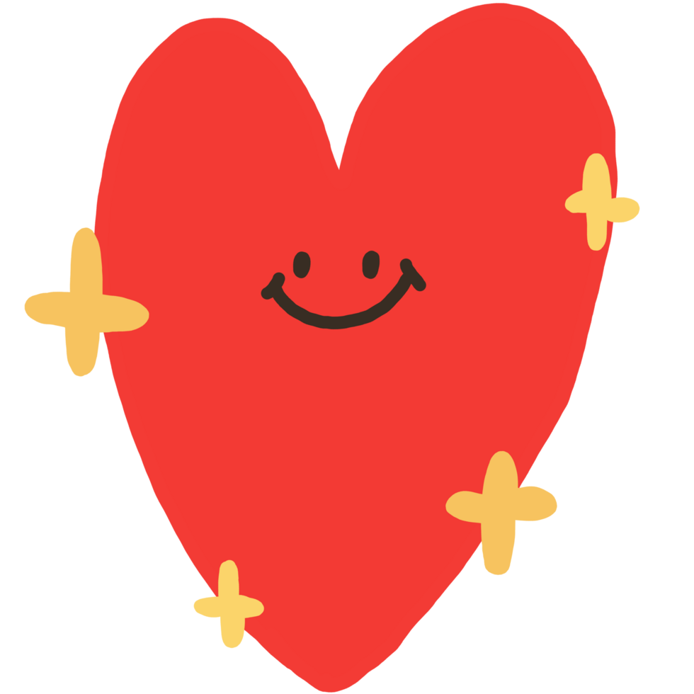 cartoon heart and yellow wink png