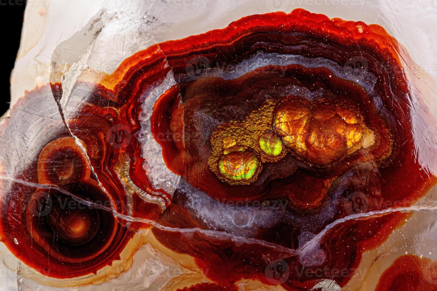 macro mineral stone fire agate on a black background photo