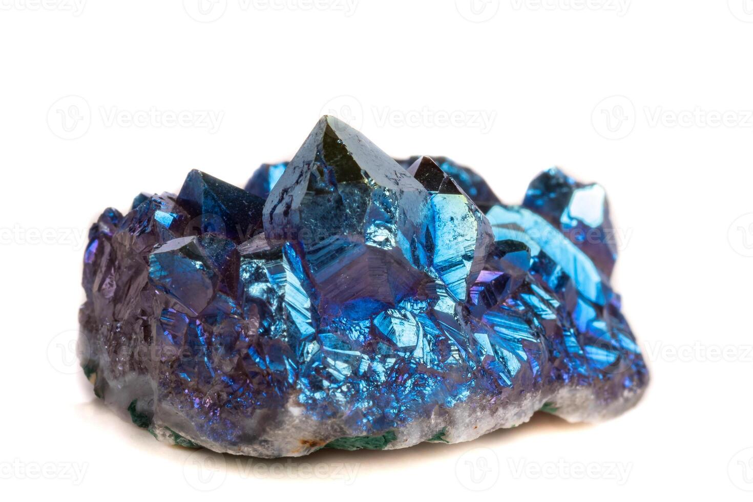 Macro mineral stone Titanium Quartz, Flame Aura Quartz on a white background photo