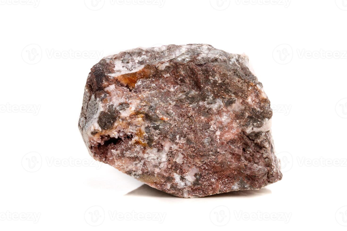 Macro mineral stone Cobalt Calcite rock on white background photo