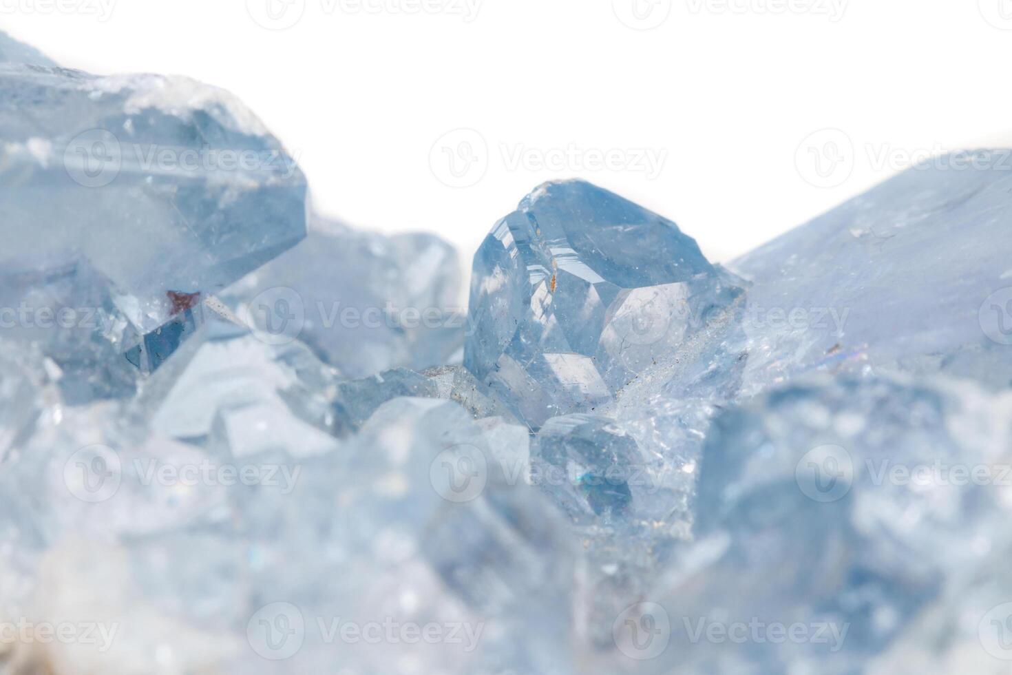 Macro mineral stone Celestine in the breed a white background photo