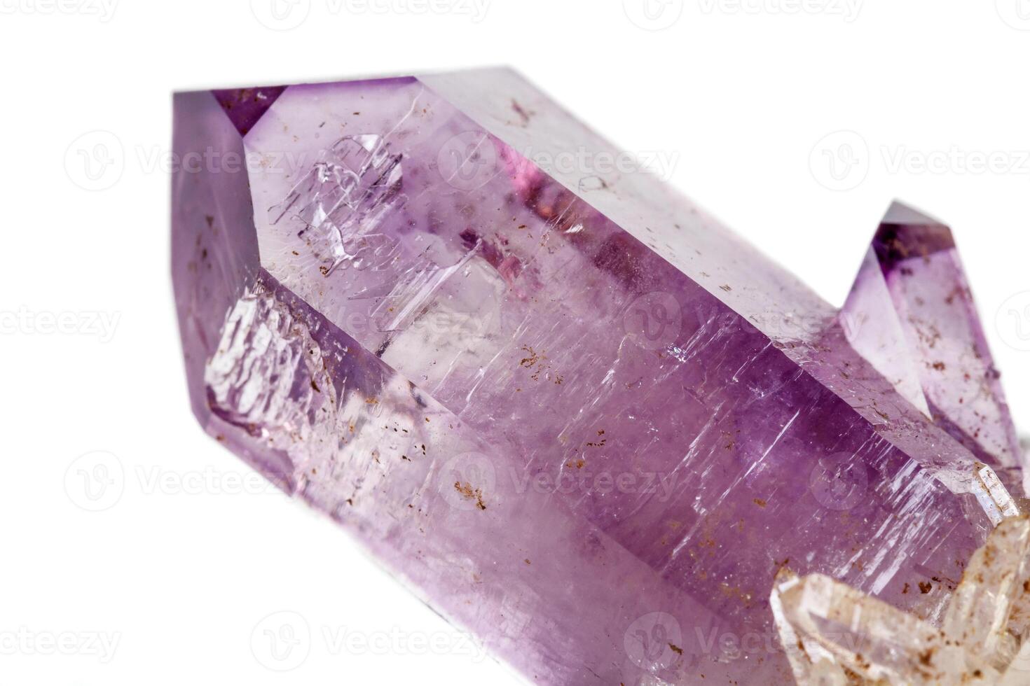 Amethyst Crystal Druse macro mineral on white background photo