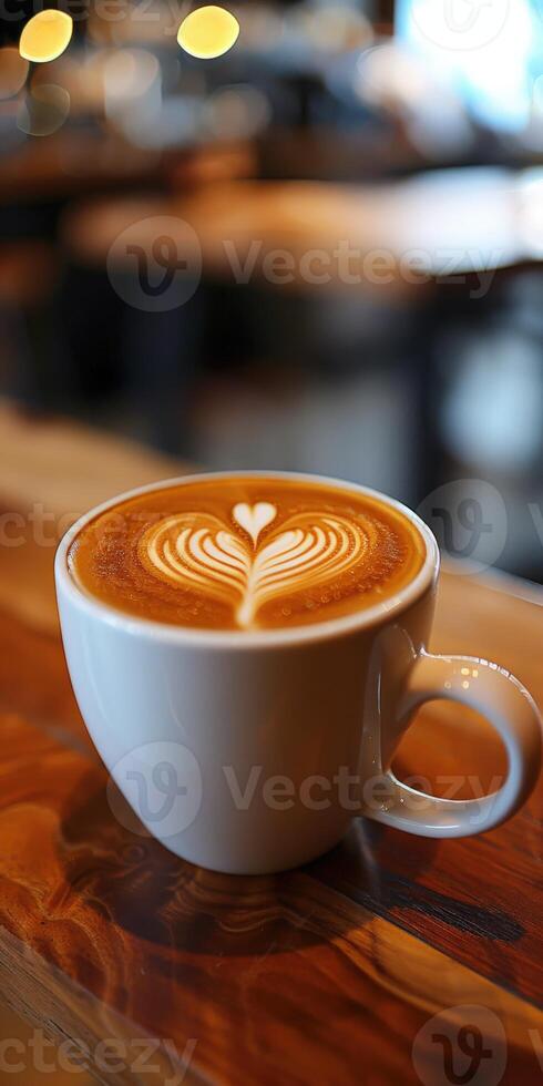 Coffee Cup With Heart Design photo