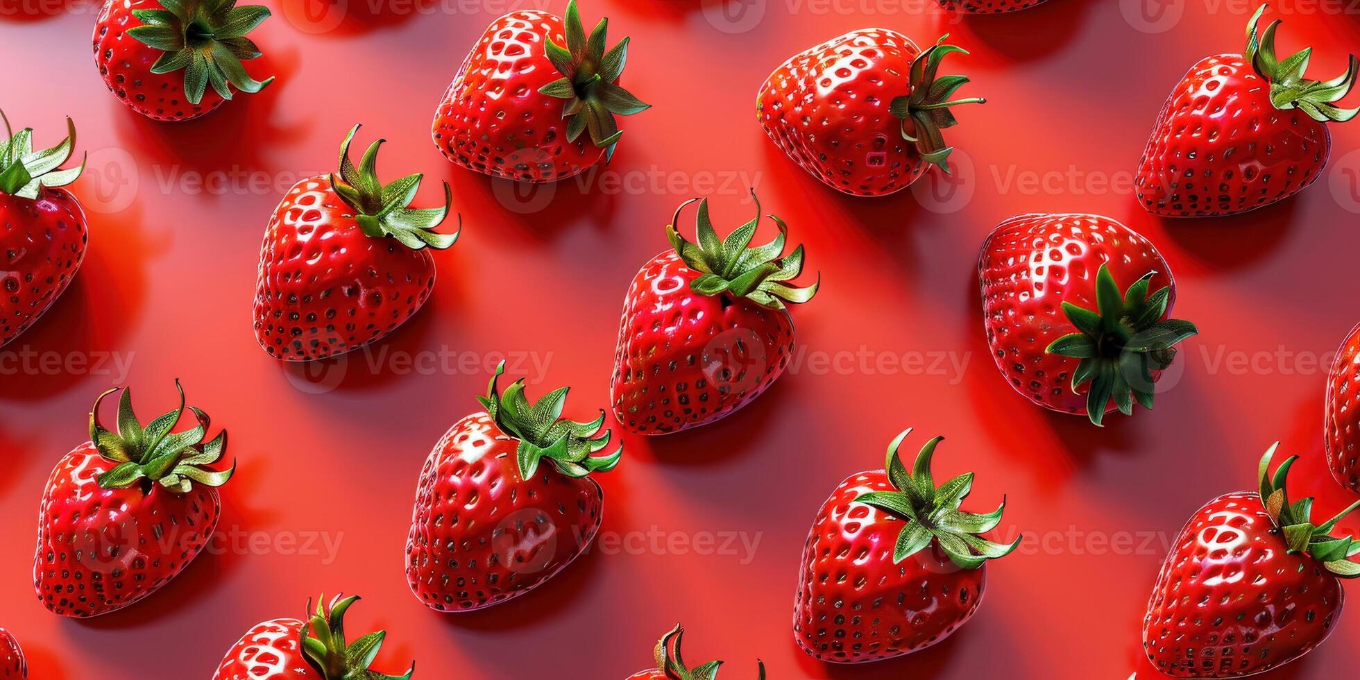 Red Strawberry Pattern on Red Background photo