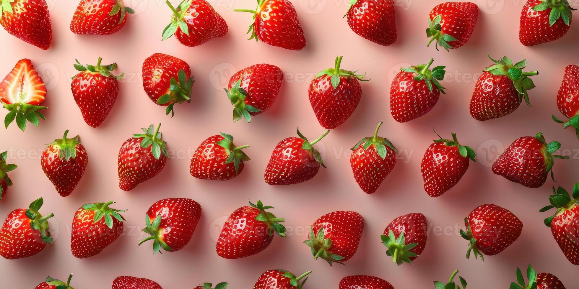 Strawberry Pattern on Pink Background photo