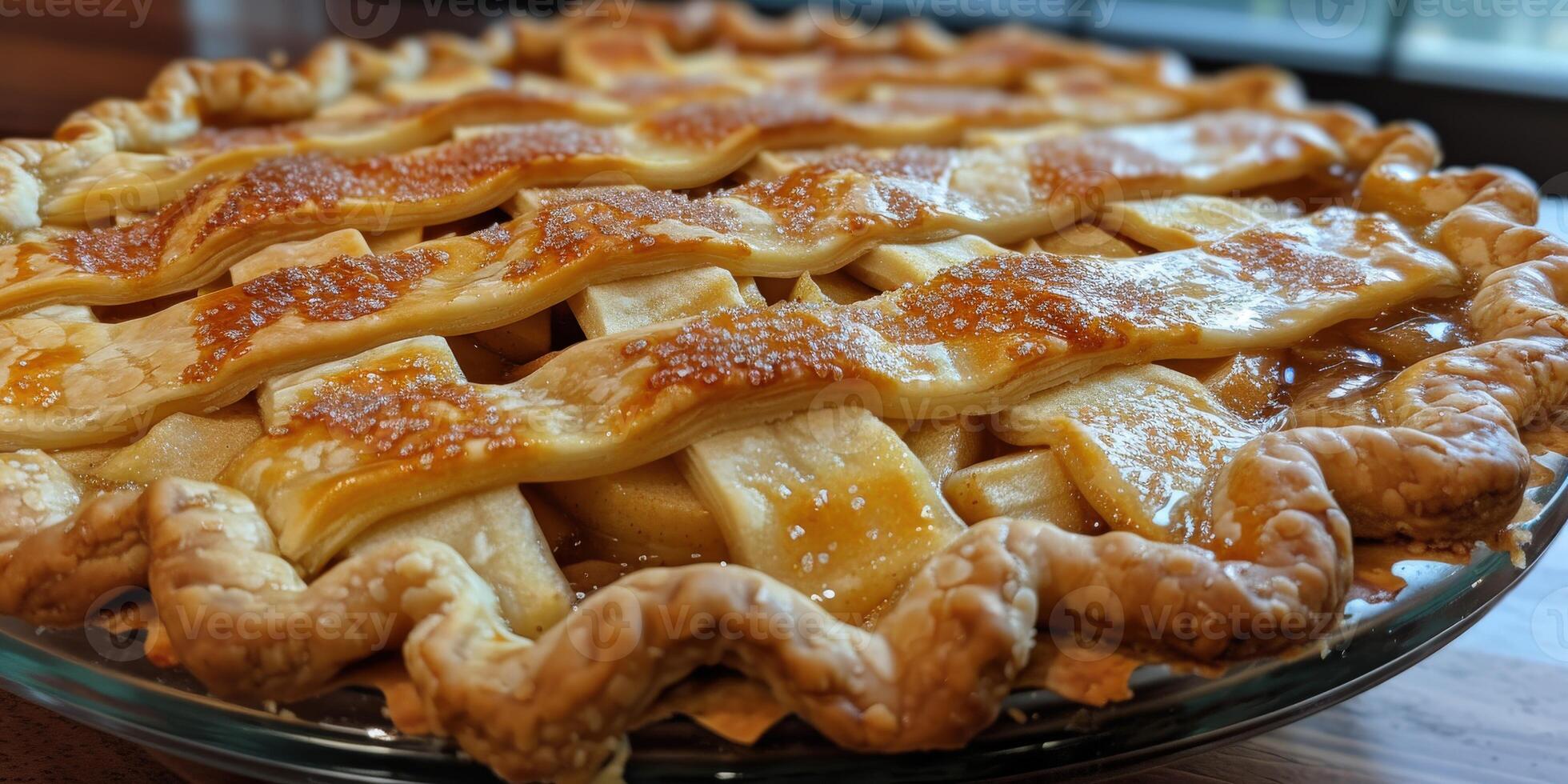 Golden Apple Pie With Lattice Crust photo